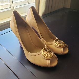 Tory Burch Peep Toe Wedges